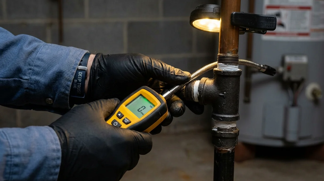 Gas leak detection with electronic sniffer by Johns Plumbing LLC in Mandan
