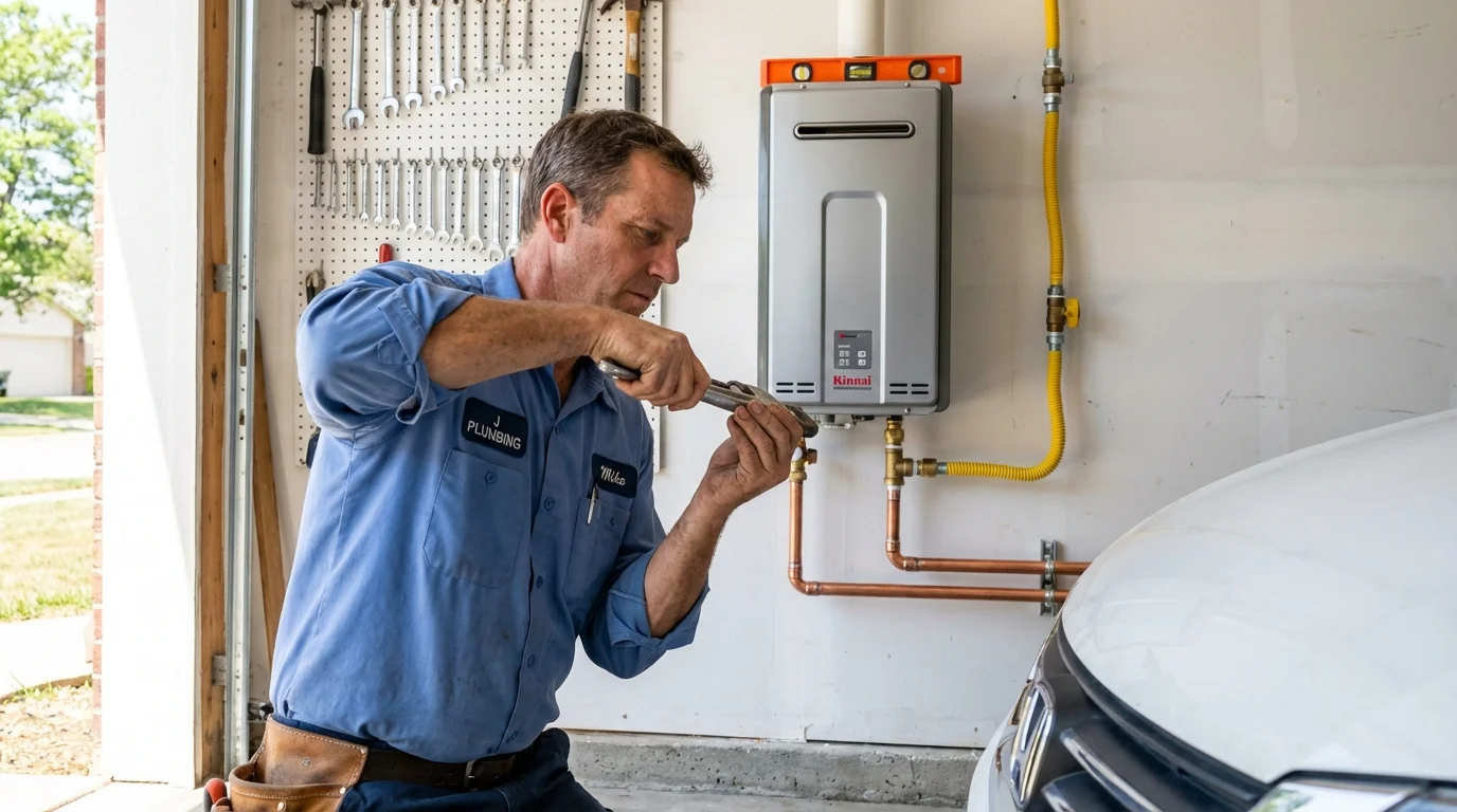 Tankless water heater installation by a Johns Plumbing LLC plumber in Mandan